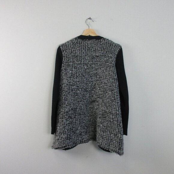 Club Monaco Women Open Cardigan Sweater S Grey Black Kimono Wool Texture 468 - Picture 2 of 7